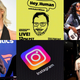Clockwise: Miley Cyrus ( Amy Sussman), Hey, Human logo (courtesy of SoulPancake), H.E.R. (Paras Griffin), Lana Condor and Noah Centineo (Charley Gallay) Instagram logo (Carl Court), and Swizz Beatz (Mike Coppola)